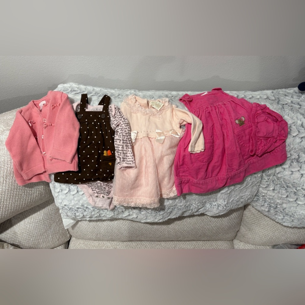 Pink Knit Cardigan for 3-6 month baby girl  Along with other outfits.